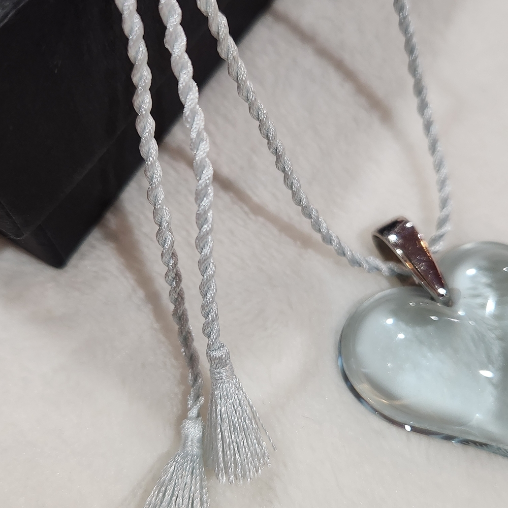 Lalique Light Blue Heart Pendant Necklace - Picture 3 of 10